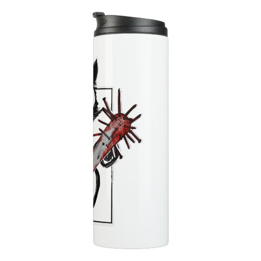 Black Cat Honkbal Horror Halloween Thermosbeker (Geroteerd rechts)