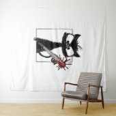 Black Cat Honkbal Horror Halloween Wandkleed (In Situ (horizontaal))