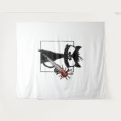 Black Cat Honkbal Horror Halloween Wandkleed (Voorkant (horizontaal))