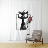 Black Cat Honkbal Horror Halloween Wandkleed (In situ)