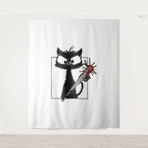 Black Cat Honkbal Horror Halloween Wandkleed