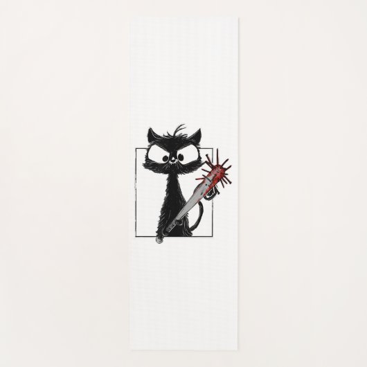 Black Cat Honkbal Horror Halloween Yogamat (Voorkant)