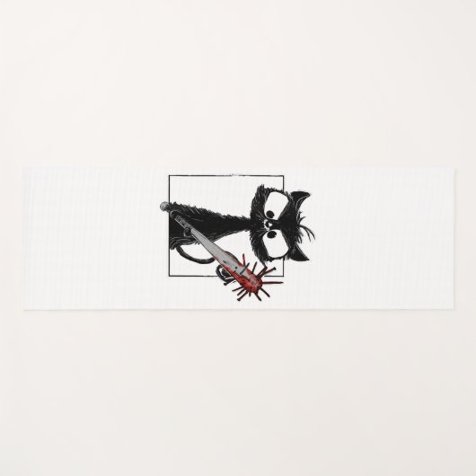 Black Cat Honkbal Horror Halloween Yogamat (Voorkant (horizontaal))