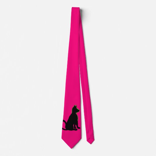 Black Cat Hot Pink Pop Art Mannen Style CricketDia Stropdas (Voorkant)