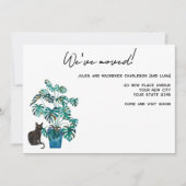 Black Cat Houseplant Moving New Home Announcement Aankondiging (Voorkant)