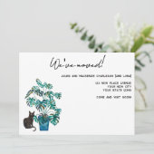 Black Cat Houseplant Moving New Home Announcement Aankondiging (Staand voorkant)