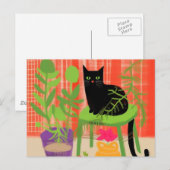 Black Cat Houseplants Briefkaart (Voorkant / Achterkant)