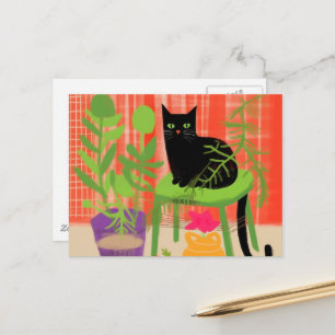 Black Cat Houseplants Briefkaart