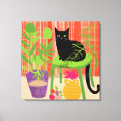 Black Cat Houseplants Canvas Afdruk (Voorkant)
