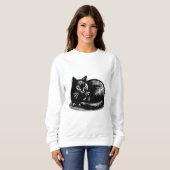 Black Cat houtsnede stijl Trui (Voorkant volledig)