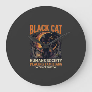 Black Cat Humane Society Halloween Halve Maan L Grote Klok