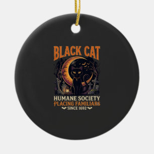 Black Cat Humane Society Halloween Halve Maan L Keramisch Ornament