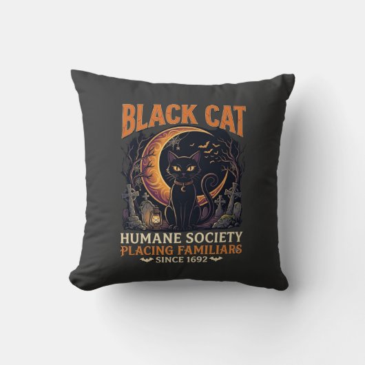 Black Cat Humane Society Halloween Halve Maan L Kussen (Voorkant)