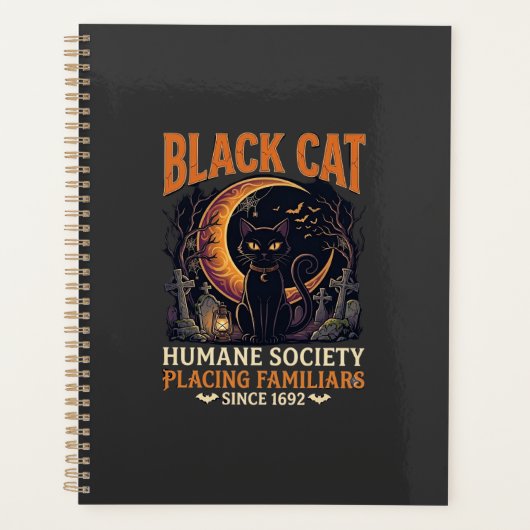 Black Cat Humane Society Halloween Halve Maan L Planner (Voorkant)