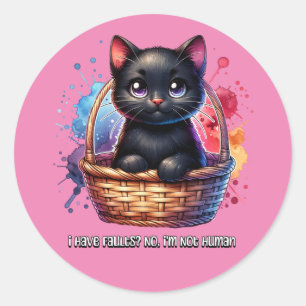 Black Cat: Ik heb fouten, nee ik ben niet menselij Ronde Sticker