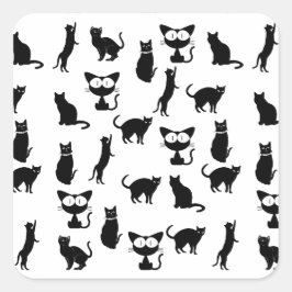 Black Cat Illustraties Vierkante Sticker