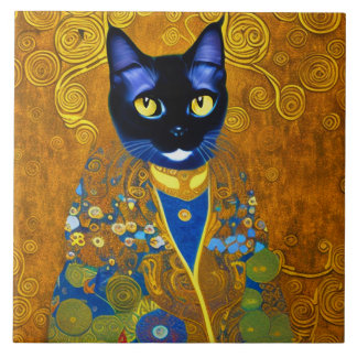 Black Cat in a Burnoose Tegeltje