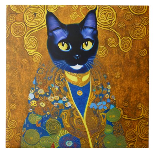 Black Cat in a Burnoose Tegeltje (Voorkant)