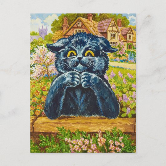 Black Cat in a Garden by Louis Wain Feestdagenkaart (Voorkant)