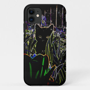 Black Cat in A Neon Garden iPhone 5 hoesje