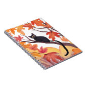 Black Cat in a Tree | Fall Autumn Spooky Cute Notitieboek (Rechterzijde)