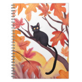 Black Cat in a Tree | Fall Autumn Spooky Cute Notitieboek (Voorkant)