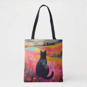 Black Cat in Beautiful Nature Tote Bag (Voorkant)