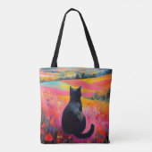 Black Cat in Beautiful Nature Tote Bag (Achterkant)