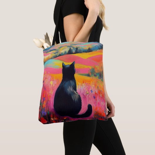 Black Cat in Beautiful Nature Tote Bag (Dichtbij)