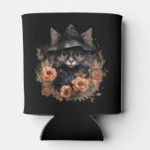 Black Cat in een Black Witch's Pet Halloween Blikjeskoeler (Achterkant)