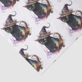 Black Cat in een heks Pet Wit Halloween Tissuepapier (Detail)