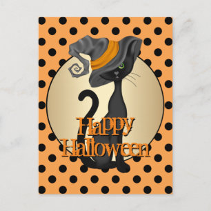 Black Cat in heks Pet Happy Halloween Briefkaart