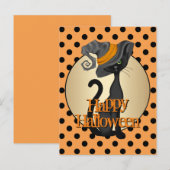 Black Cat in heks Pet Happy Halloween Briefkaart (Voorkant / Achterkant)