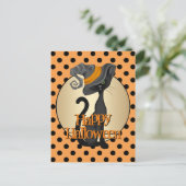 Black Cat in heks Pet Happy Halloween Briefkaart (Staand voorkant)