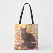 Black Cat in herfstfoto Tote Bag (Voorkant)
