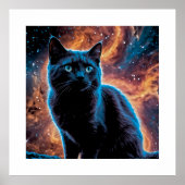 Black cat in space poster (Voorkant)