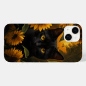 Black Cat in Sunflower Garden Aesthetic Case-Mate iPhone Case (Achterkant (horizontaal))