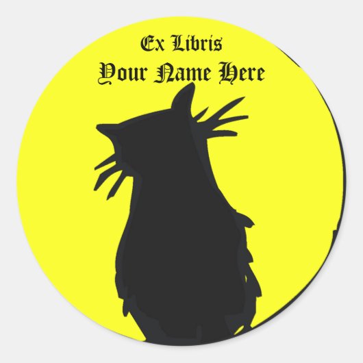 Black Cat in the Moon Bookplate Sticker (Voorkant)