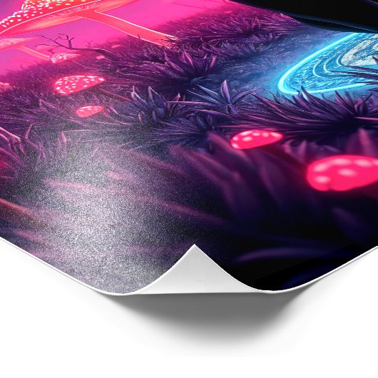 black cat in the psychedelic world foto afdruk (Hoek)