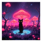 black cat in the psychedelic world foto afdruk (Voorkant)