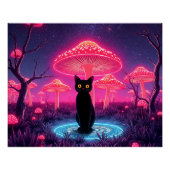 black cat in the psychedelic world perfect poster (Voorkant)