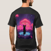 black cat in the psychedelic world t-shirt (Achterkant)
