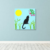 Black Cat in the Sunlit Garden Canvas Print (Insitu (Houten vloer))