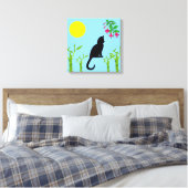 Black Cat in the Sunlit Garden Canvas Print (Insitu (Slaapkamer))