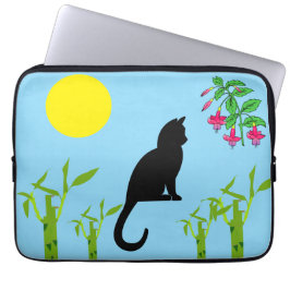 Black Cat in the Sunlit Garden Electronics Bag Laptop Sleeve