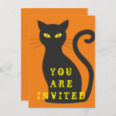 Black Cat Invitation Kaart (Voorkant / Achterkant)