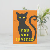 Black Cat Invitation Kaart (Staand voorkant)