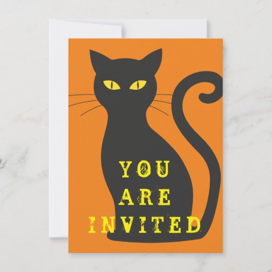 Black Cat Invitation Kaart (Voorkant)