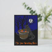 Black Cat Invitations Persoonlijke Halloween Kaart (Staand voorkant)