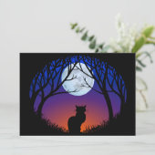 Black Cat Invitations Persoonlijke Halloween Kaart (Staand voorkant)